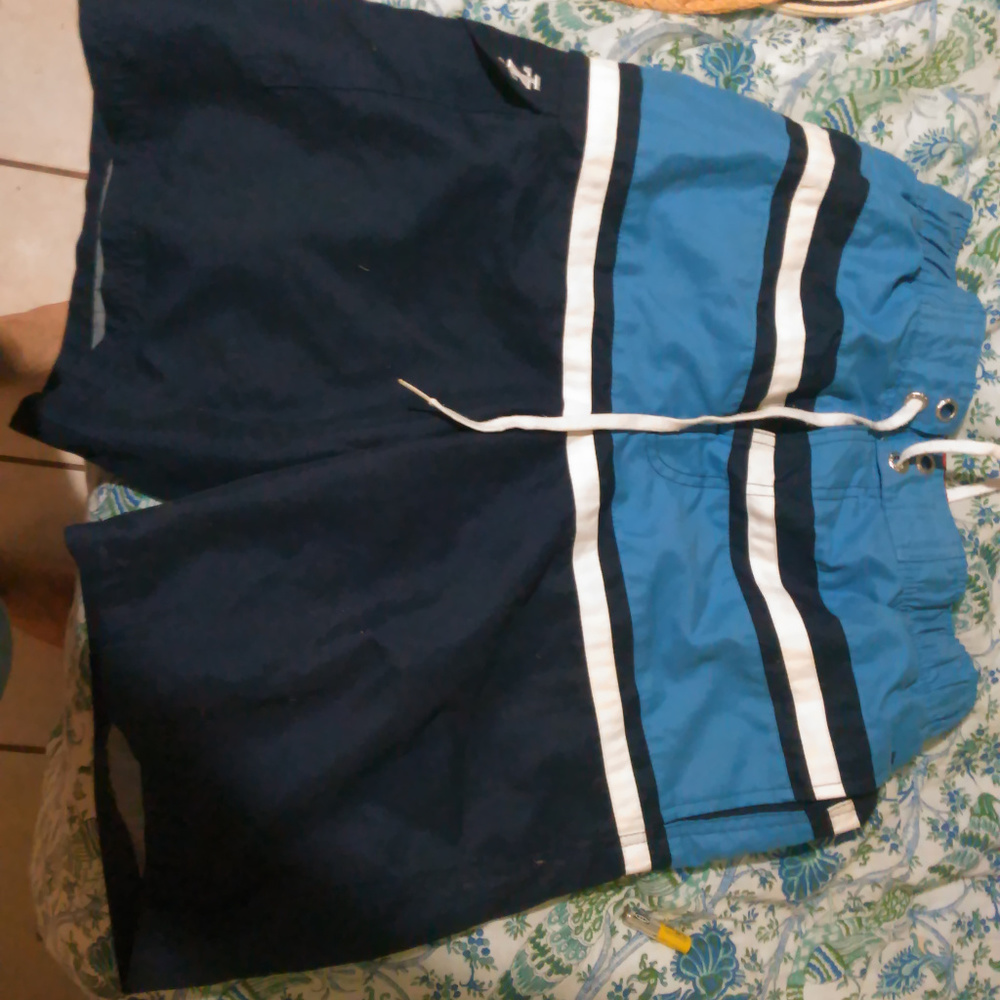 Swim Trunks Izod Colorblock stripe Navy blue white